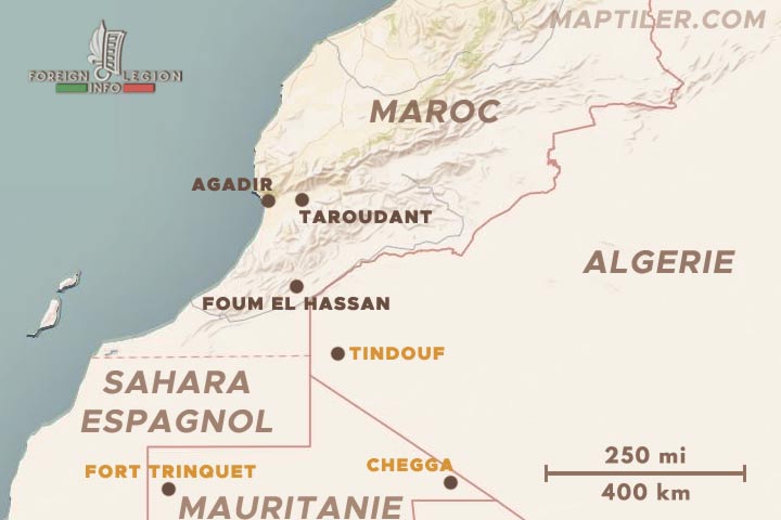 Legion Etrangere - Afrique - Maroc - Subdivision d'Agadir-Confins - SAC - Agadir - Fort Trinquet - Chegga - carte