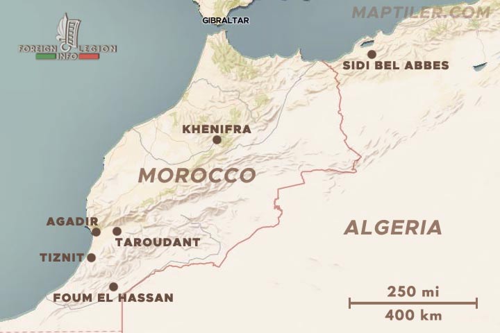 GCMP - Mounted and Motorized Company Group - 3e REI - 3rd REI - 3 REI - Foreign Legion - Africa - Morocco - garrisons - 1946 - map