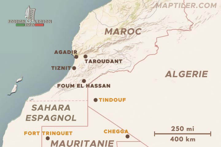 Legion Etrangere - Afrique - Maroc - Subdivision d'Agadir-Confins - SAC - Agadir - Fort Trinquet - Chegga - carte