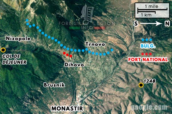 Foreign Legion - Battalion - Balkans - Map - 1917 - Monastir - Crvena Stena - Fort National - Bulgarian trenches - Hill 1248 - Col de Déjeûner